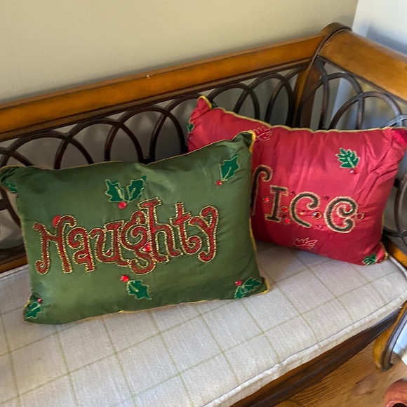 Pier 1 Other - Pier 1 Christmas Embellished Naughty & Nice Pillow